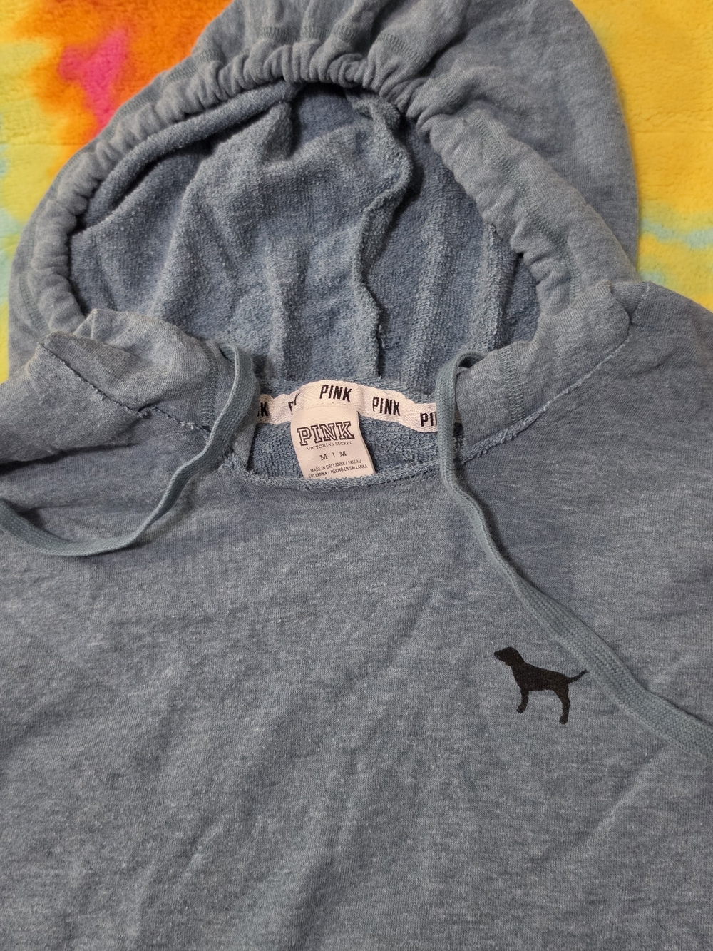 PINK Victoria's Secret Heather Blue Hoodie with Dog Logo